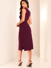Fig Petite Drape One Shoulder Ruched Midi Dress - Image 4 of 4
