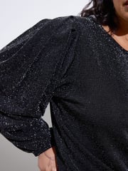 Oliver Bonas Black And Silver Sparkly Long Sleeve Top - Image 2 of 8