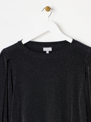 Oliver Bonas Black And Silver Sparkly Long Sleeve Top - Image 5 of 8