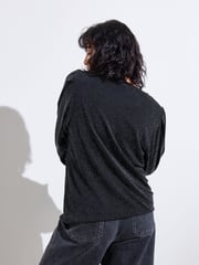Oliver Bonas Black And Silver Sparkly Long Sleeve Top - Image 7 of 8
