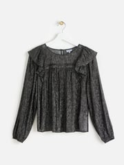 Oliver Bonas Black Metallic Frill Blouse - Image 3 of 8