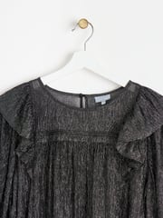 Oliver Bonas Black Metallic Frill Blouse - Image 5 of 8
