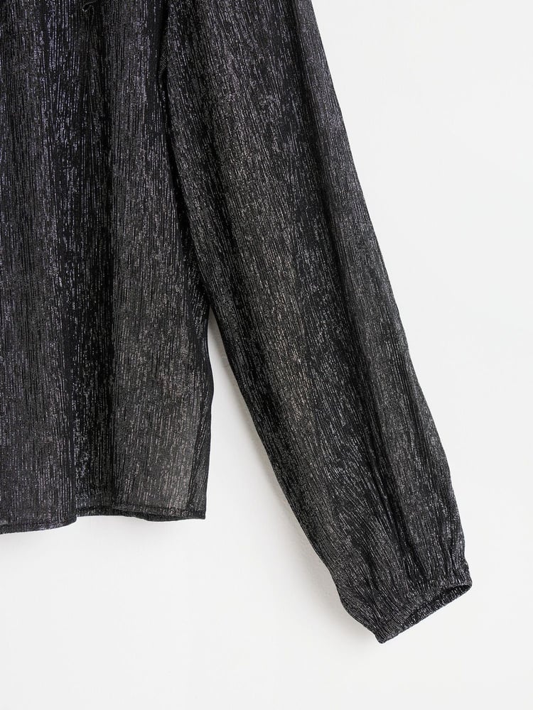 Oliver Bonas Black Metallic Frill Blouse - Image 8 of 8
