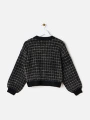Oliver Bonas Black Sparkly Checked Bomber Jacket - Image 2 of 7