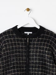 Oliver Bonas Black Sparkly Checked Bomber Jacket - Image 3 of 7
