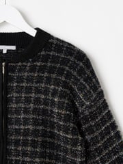 Oliver Bonas Black Sparkly Checked Bomber Jacket - Image 5 of 7