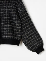 Oliver Bonas Black Sparkly Checked Bomber Jacket - Image 6 of 7