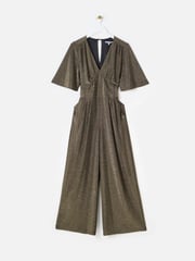 Oliver Bonas Gold Sparkly Wide Leg Jumpsuit - Image 1 of 6