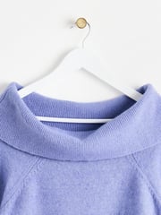 Oliver Bonas Purple Sparkly Bardot Knitted Jumper - Image 3 of 5