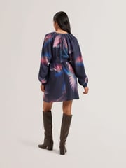 Ted Baker Blue Alte Printed Belted Mini Dress - Image 2 of 5