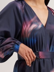 Ted Baker Blue Alte Printed Belted Mini Dress - Image 3 of 5