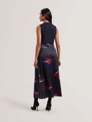 Ted Baker Blue Marlyee Jersey High Neck Top Printed Midi Skirt - Image 2 of 5
