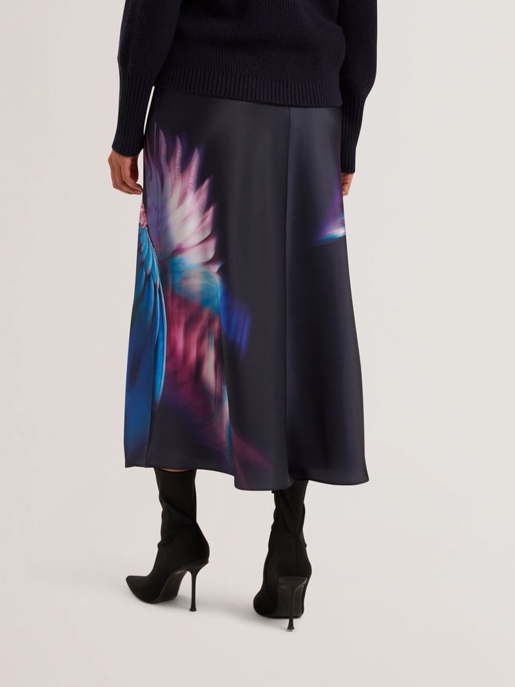 Ted Baker Blue Gilao Printed Midi Bias Cut Skirt - Image 2 of 5 Ted Baker Blue Gilao Printed Midi Bias Cut Skirt - Image 2 of 5