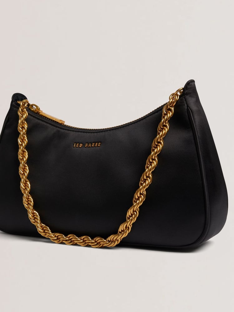 Ted Baker Purple Bolt Agnise Chain Detail Satin Shoulder Bag - Image 4 of 4