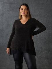 Live Unlimited Gold Curve Sparkle Jersey Hanky Hem Tunic - Image 5 of 7