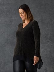 Live Unlimited Gold Curve Sparkle Jersey Hanky Hem Tunic - Image 6 of 7