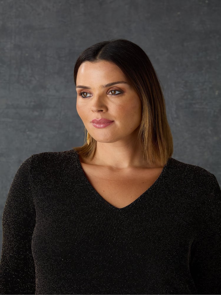 Live Unlimited Gold Curve Sparkle Jersey Hanky Hem Tunic - Image 7 of 7