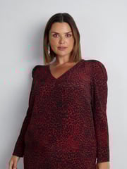 Live Unlimited Red Leopard Print Long Sleeve Midi Dress - Image 4 of 7