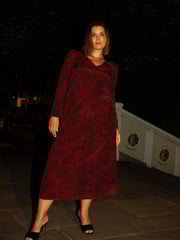 Live Unlimited Red Leopard Print Long Sleeve Midi Dress - Image 7 of 7