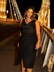 Live Unlimited Black Sparkle Jersey Wrap Skirt - Image 2 of 3