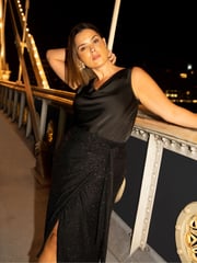 Live Unlimited Black Sparkle Jersey Wrap Skirt - Image 3 of 3