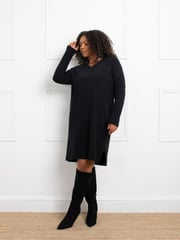 Live Unlimited Black Stud V-Neck Jumper Dress - Image 1 of 5