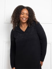 Live Unlimited Black Stud V-Neck Jumper Dress - Image 4 of 5