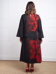 Live Unlimited Black Floral Print Flared Sleeve Midaxi Dress - Image 5 of 8