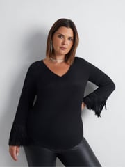 Live Unlimited Black Fringe Top - Image 2 of 5