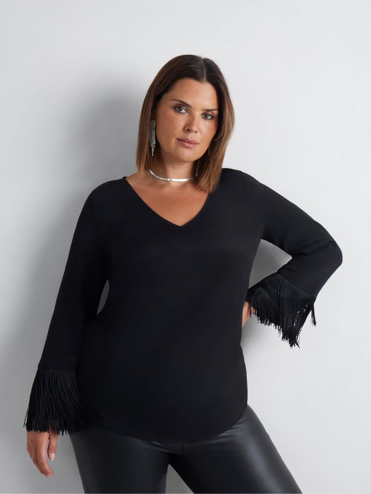 Live Unlimited Black Fringe Top - Image 2 of 5