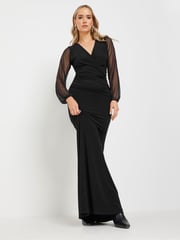 Long Tall Sally Black Wrap Mesh Top - Image 1 of 4