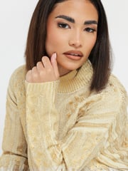 PixieGirl Petite Gold Metallic Cable Jumper - Image 4 of 5