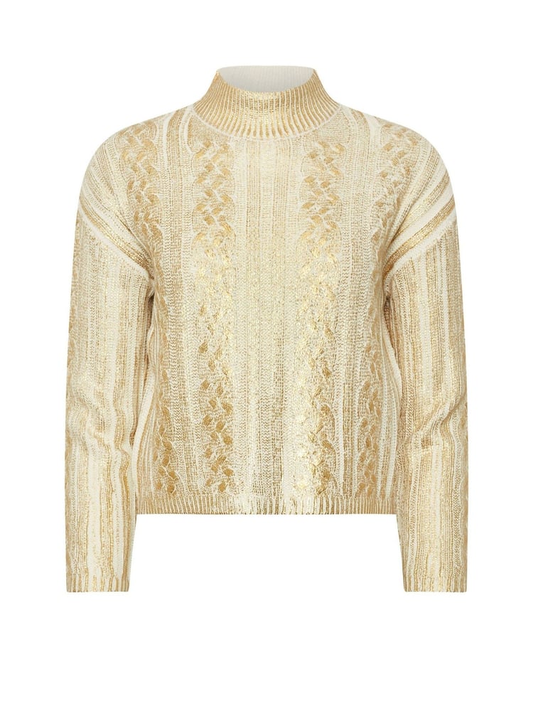 PixieGirl Petite Gold Metallic Cable Jumper - Image 5 of 5