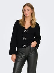 ONLY Black Long Sleeve Bow Embellished Cardigan - Image 1 of 6