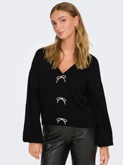 ONLY Black Long Sleeve Bow Embellished Cardigan - Image 2 of 6
