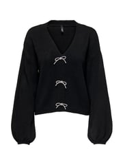 ONLY Black Long Sleeve Bow Embellished Cardigan - Image 5 of 6