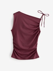 Burgundy Red Soft Touch Polyamide Ruched Sleeveless Top - Image 5 of 7