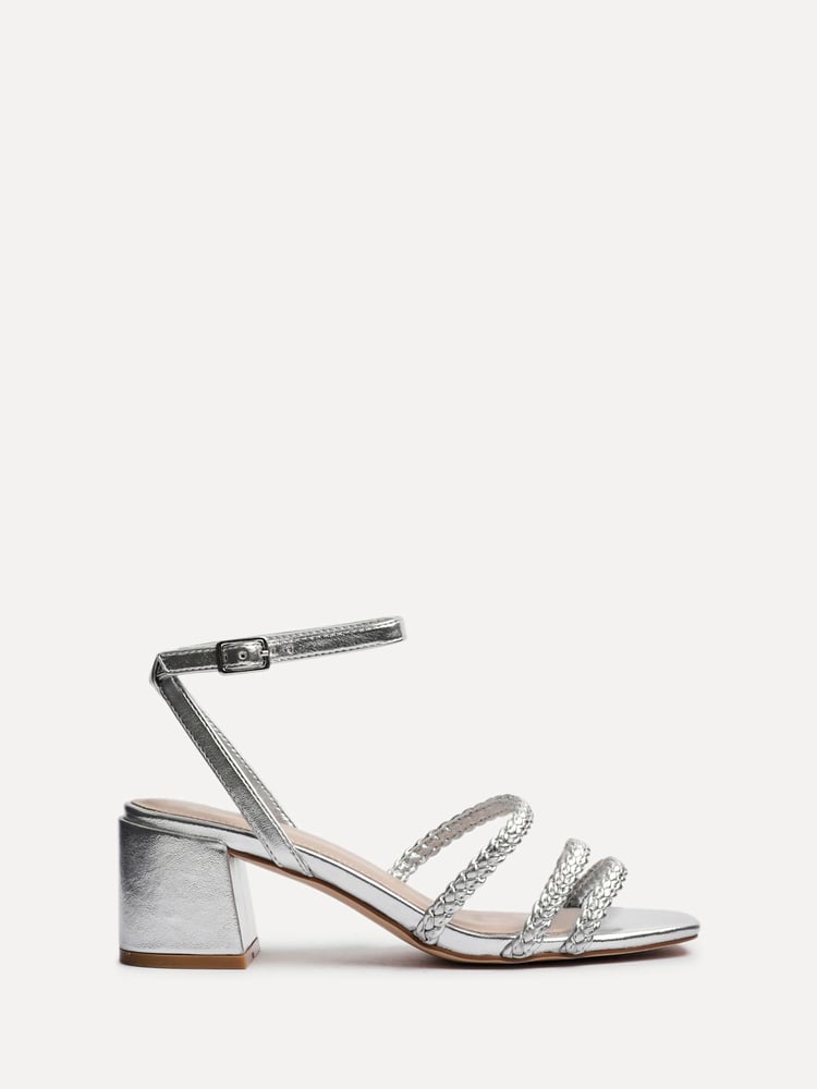Linzi Silver Hariette Heeled Sandals With Braided Front Straps - Image 2 of 5