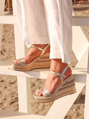 Linzi Gold Icon Embellished Wedges - Image 1 of 5