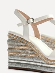 Linzi White Icon Embellished Wedges - Image 5 of 5