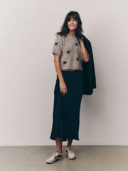 Mole Bow Short Sleeve Crew Neck Jumper With Wool - Image 2 of 8