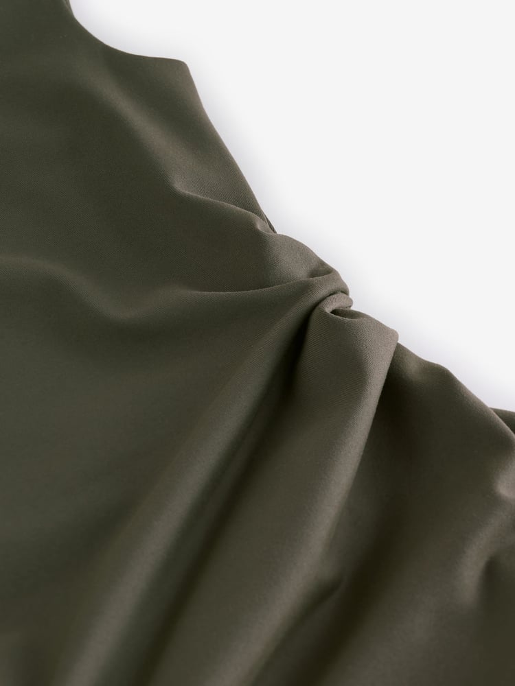 Khaki Green Aysmmetric Shoulder Sleevless Top - Image 7 of 7