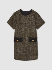 Reiss Gold Sasha 9-13 yrs Tweed Metallic-Thread Shift Dress - Image 2 of 4