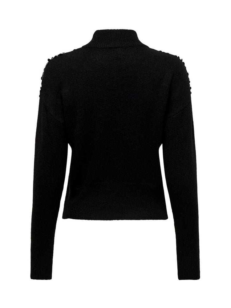 ONLY Black Long Sleeve High Neck Sequin Knitted Jumper - Image 4 of 4 ONLY Black Long Sleeve High Neck Sequin Knitted Jumper - Image 4 of 4