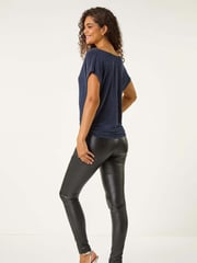 Roman Metallic Glitter Cowl Neck Top - Image 4 of 6