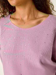 Roman Purple Rhinestone Detail Knit Jumper - Image 5 of 5