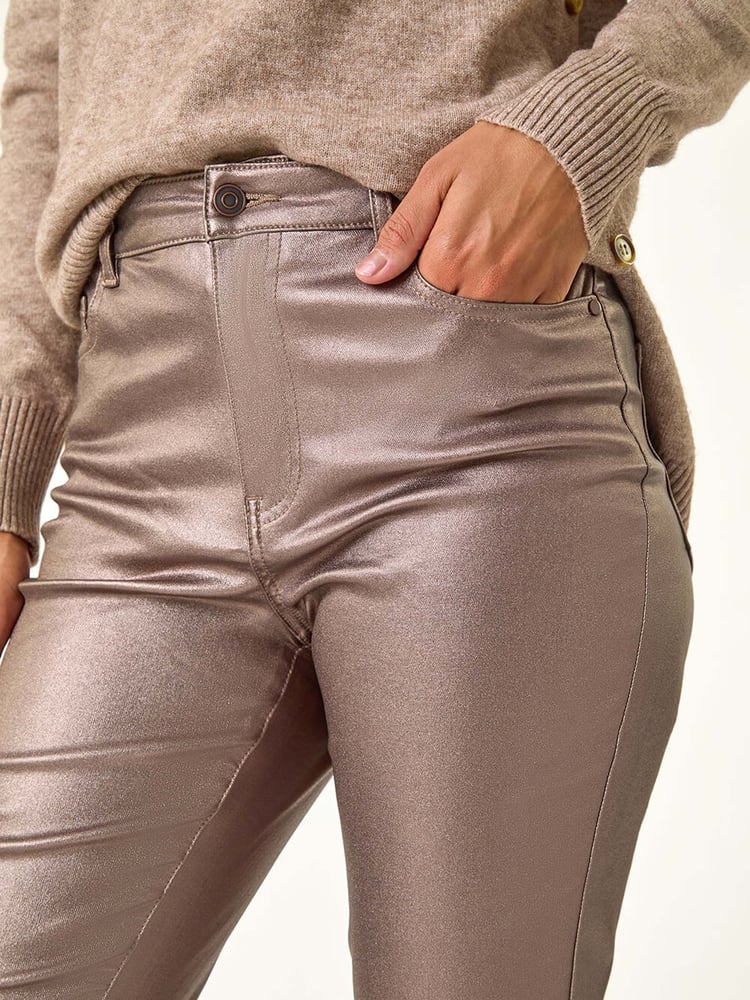 Roman Metallic Cream Finish Mom Style Jeans - Image 6 of 6