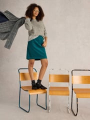 White Stuff Green Coral Velvet Skirt - Image 2 of 6