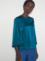 Monsoon Blue Ingrid Bell Sleeve Satin Top - Image 1 of 5