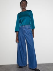 Monsoon Blue Ingrid Bell Sleeve Satin Top - Image 2 of 5
